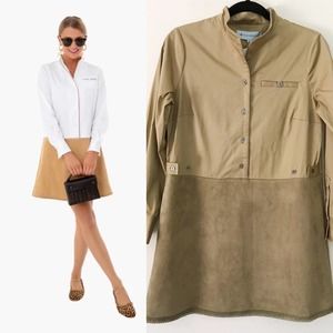 New Tuckernuck Delfina Brown Suede Shirt Dress S